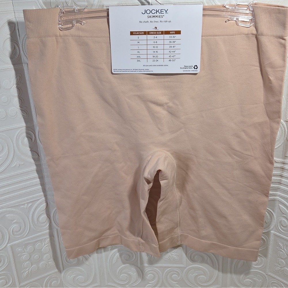 Jockey Skimmies Seamless No-Chafe Smoothing Slipshort Shapewear L Beige - Picture 2 of 2